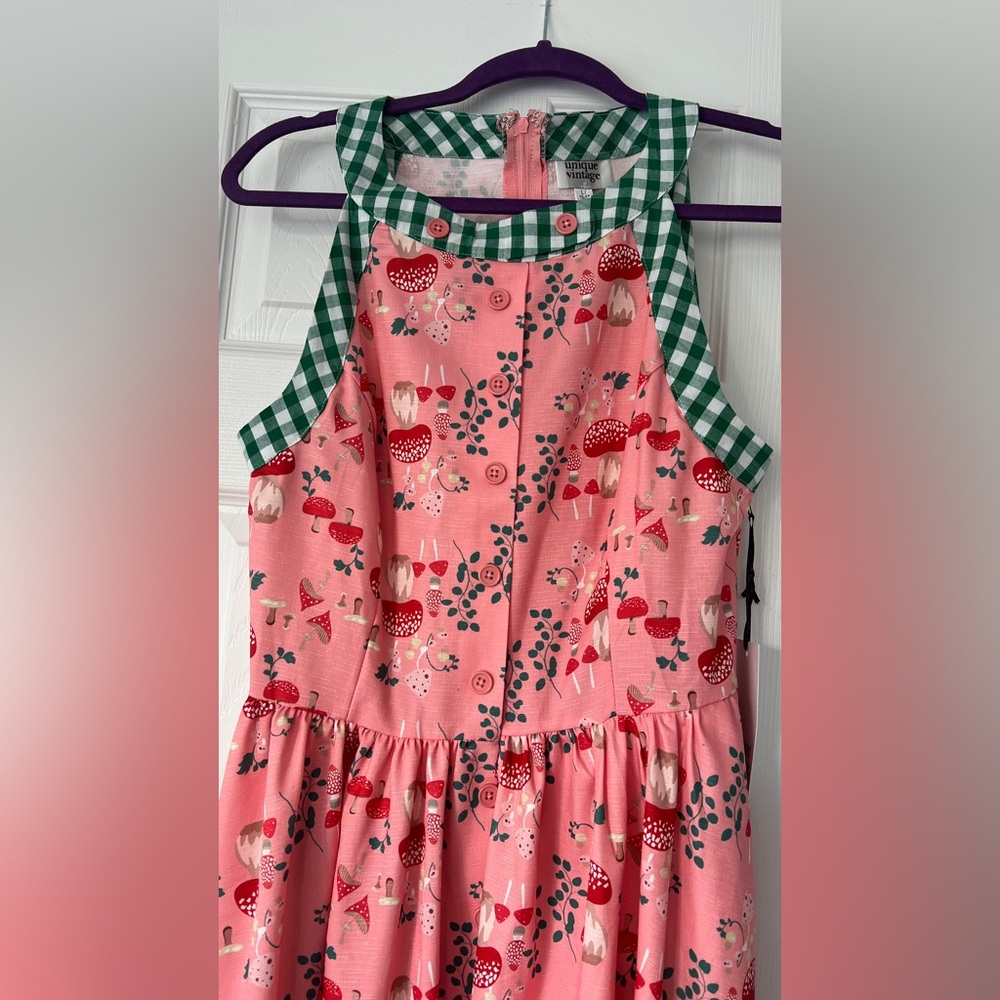 Pink and Green Mushroom Dress Unique Vintage